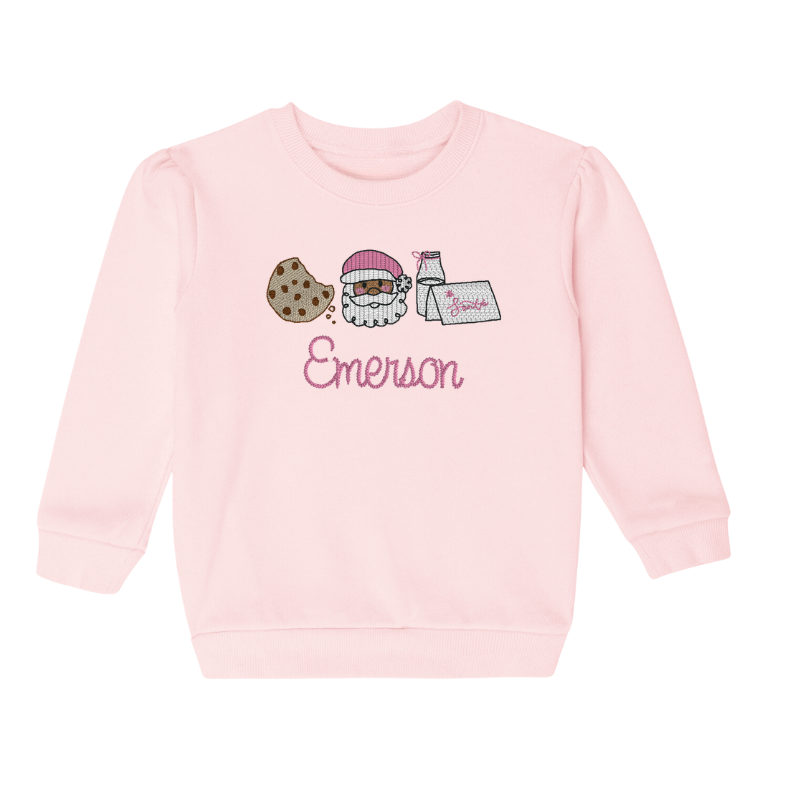Embroidered Girls Christmas Sweatshirt