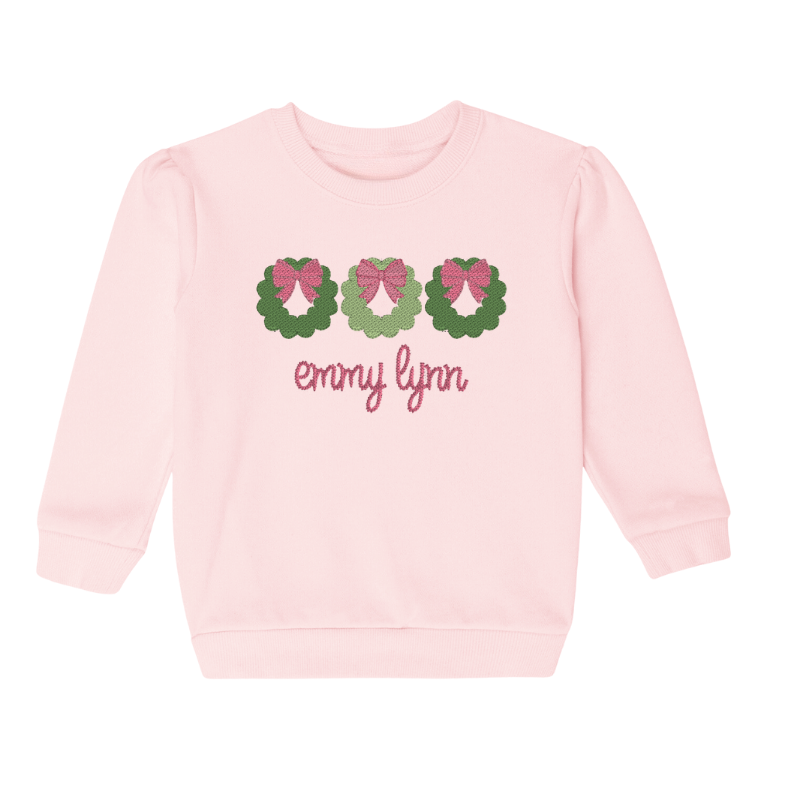 Embroidered Girls Christmas Sweatshirt