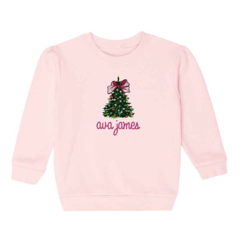 Embroidered Girls Christmas Sweatshirt