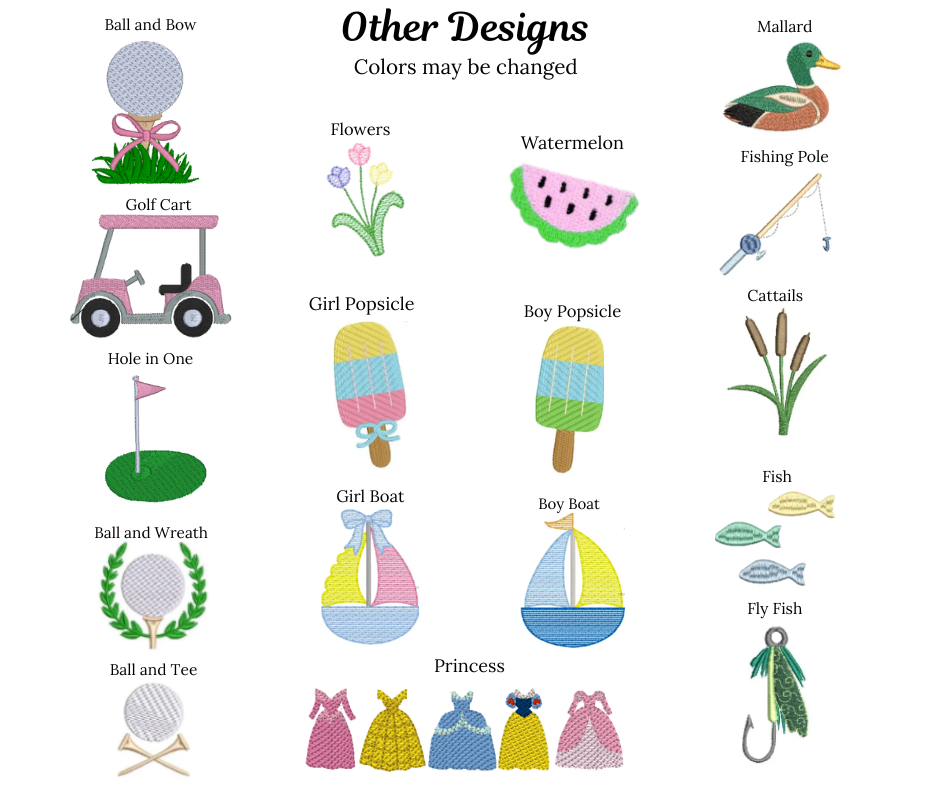 Collection of various designs with icons and labels on a white background