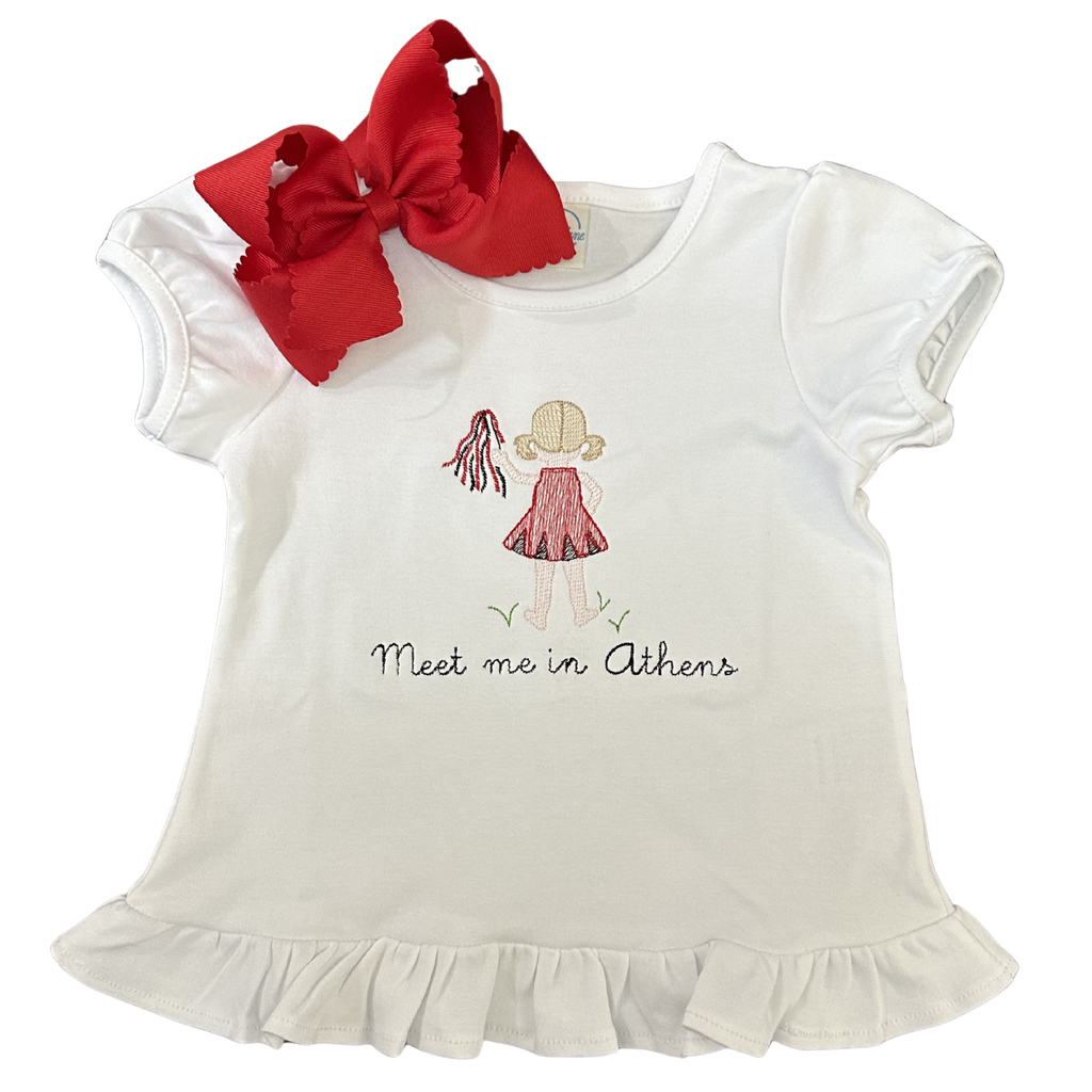 white ruffle shirt with little girl cheerleader