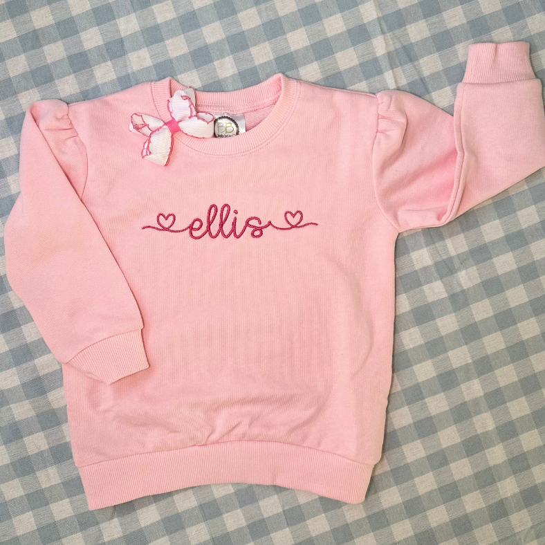 Girls Embroidered Valentines Sweatshirt