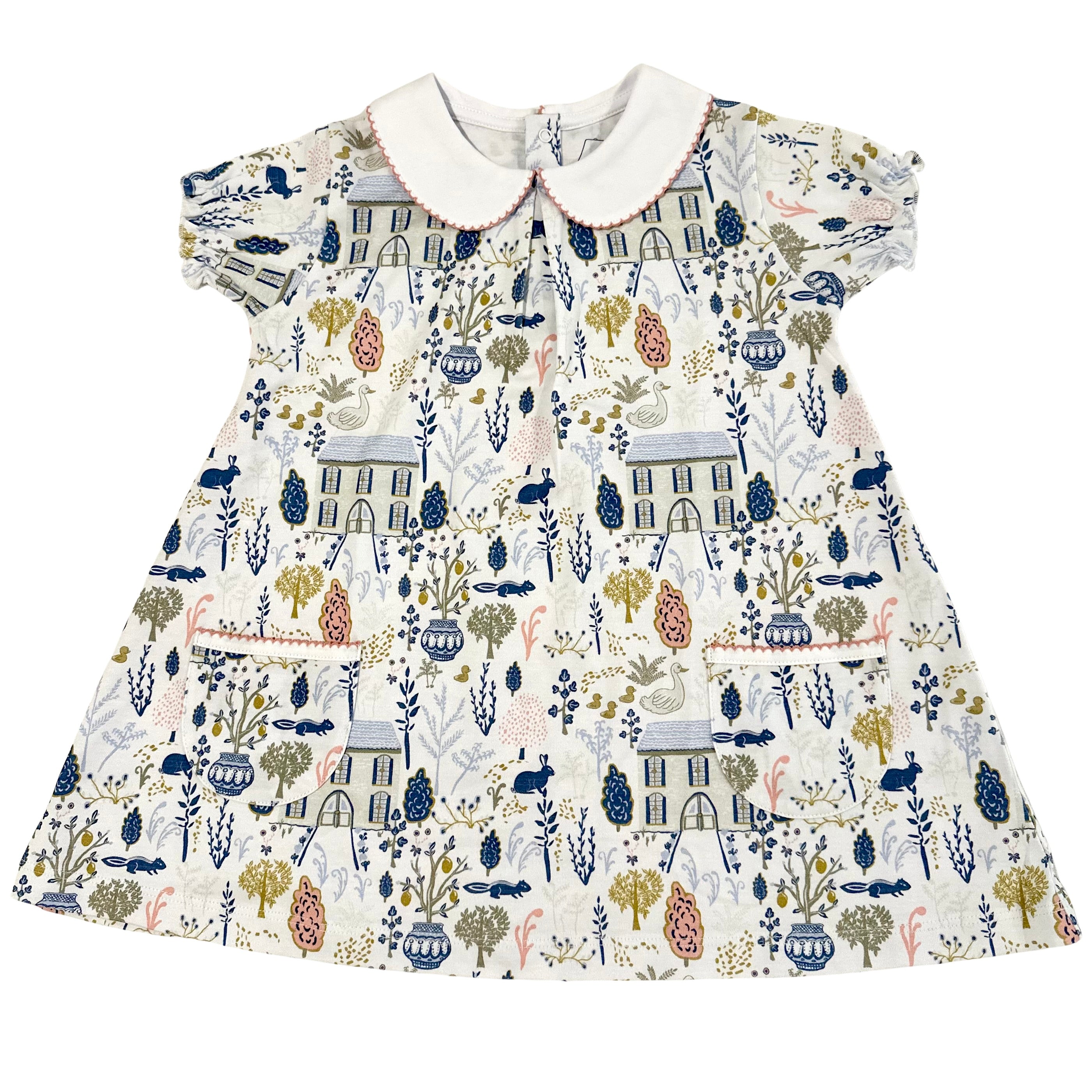 Short Sleeve Pocket Twirl Dress - English Countryside