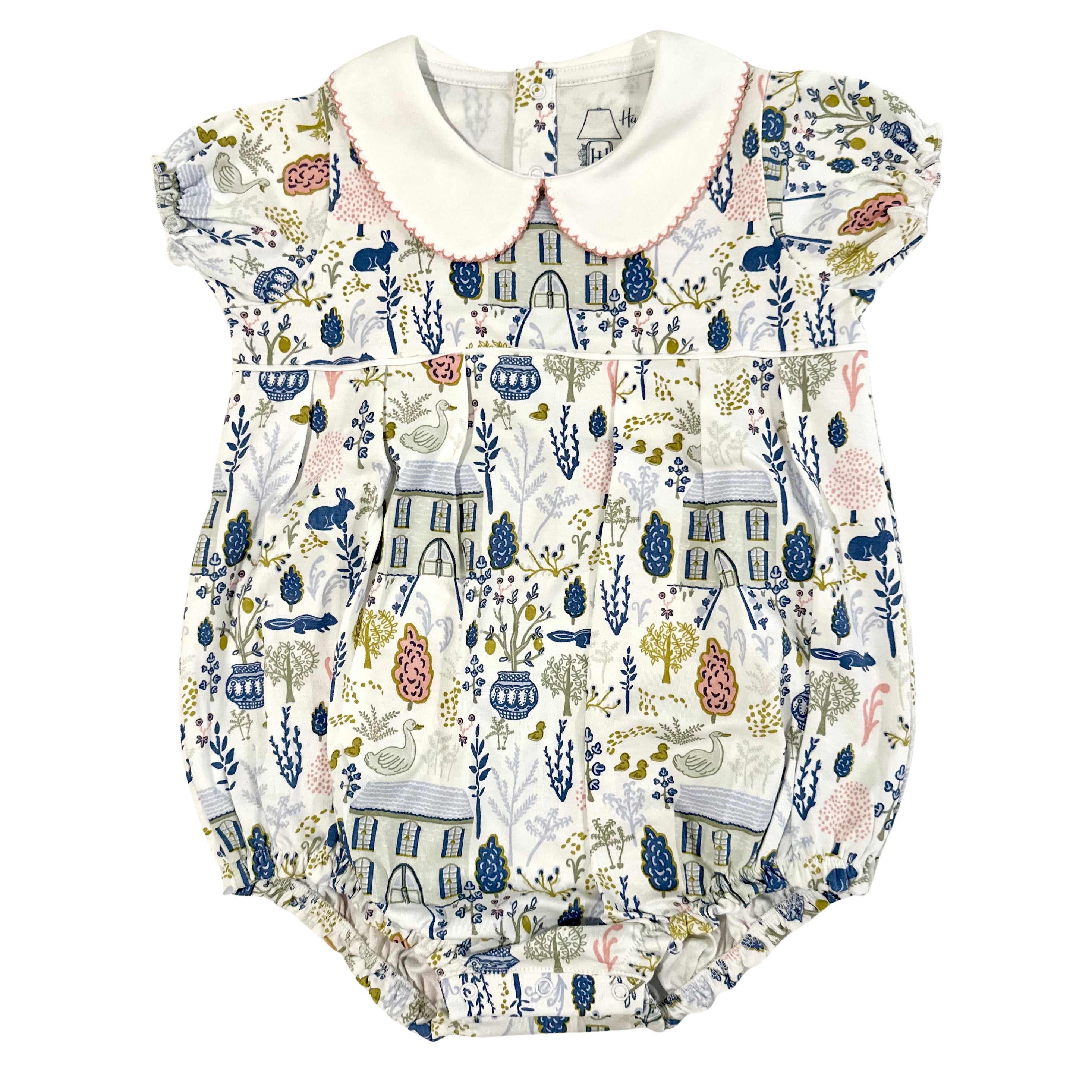 girls pleated bubble with english countryside print