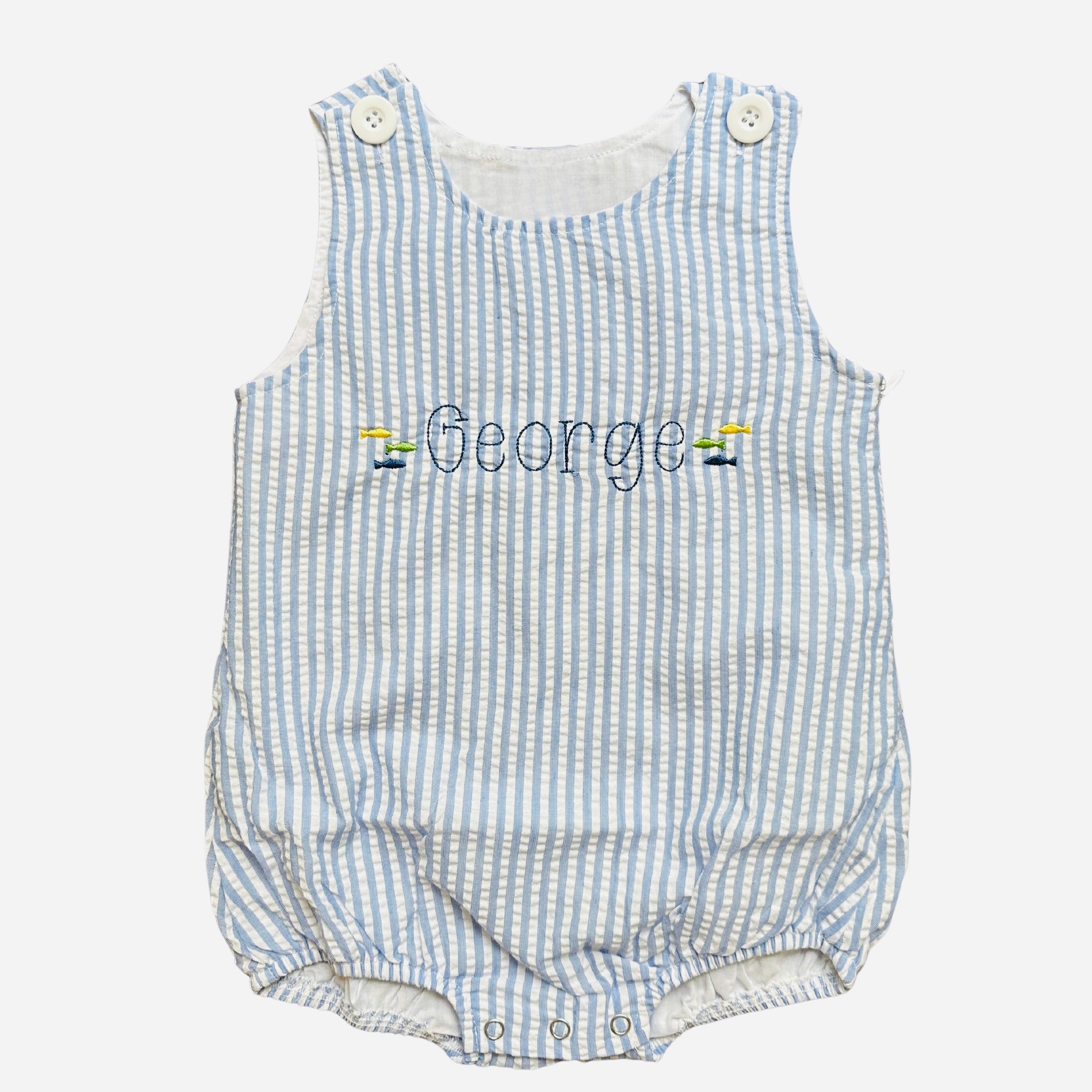 Boys Embroidered Seersucker Sunsuit