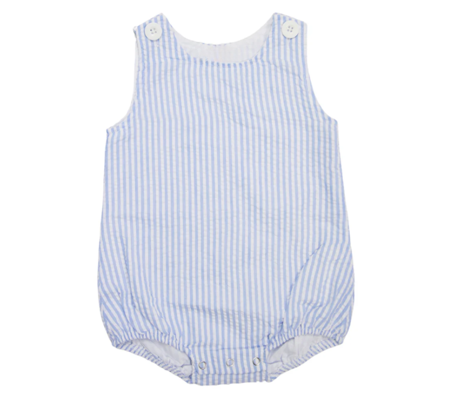 Boys Embroidered Seersucker Sunsuit