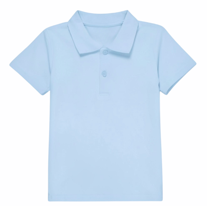 Light blue polo shirt on a white background