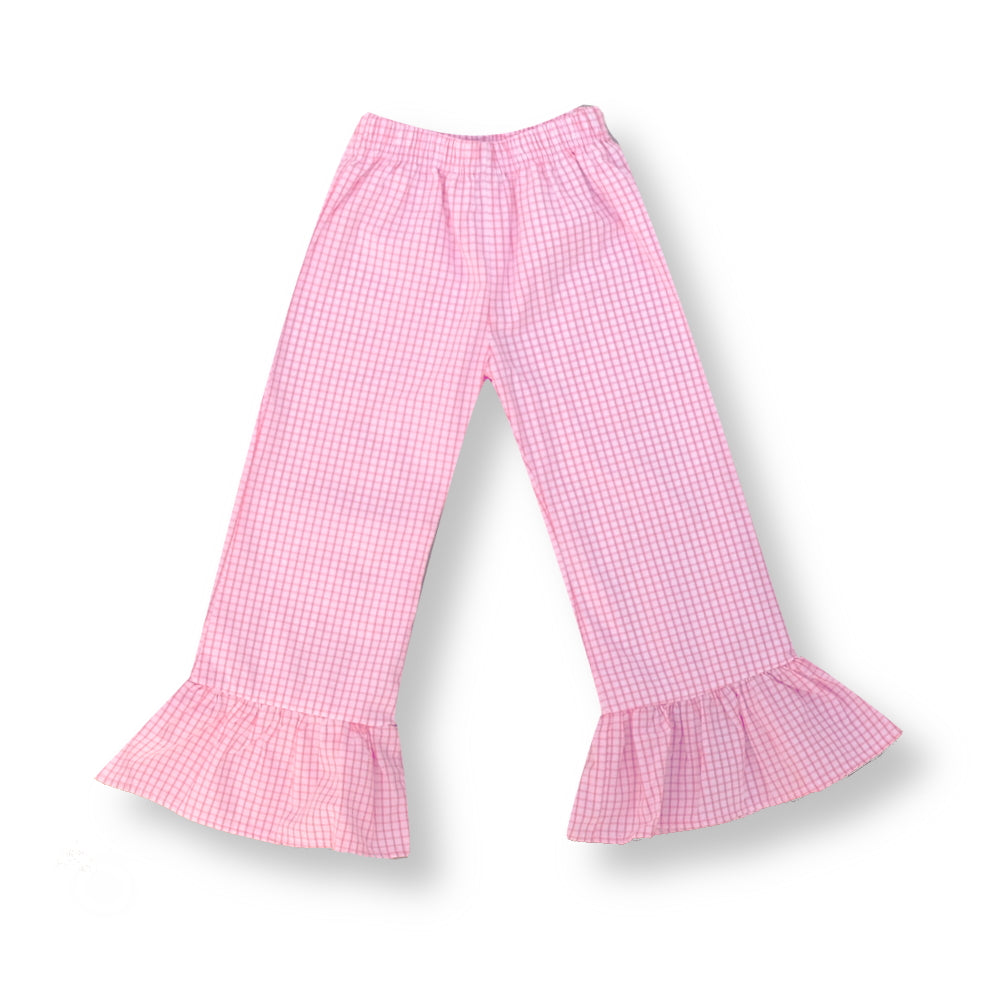 Girls Windowpane Ruffle Pants