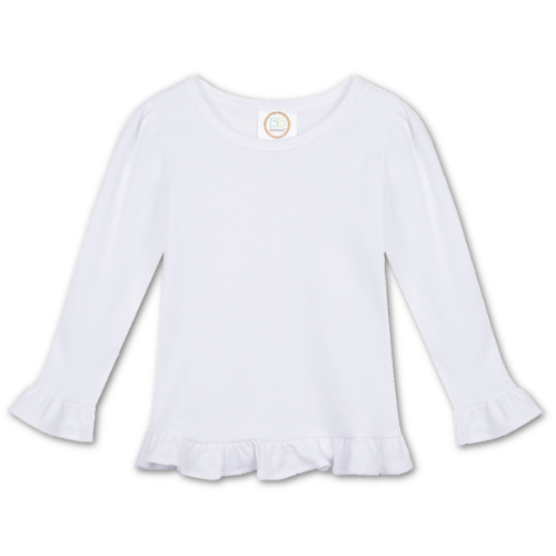 Girls Embroidered Valentines Long Sleeve Ruffle Top